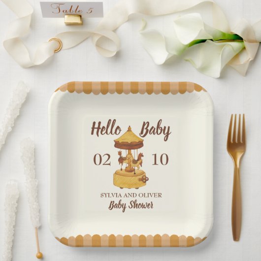 Niedliche geschlechtsneutrale Babydusche Pappteller (Hochzeit)