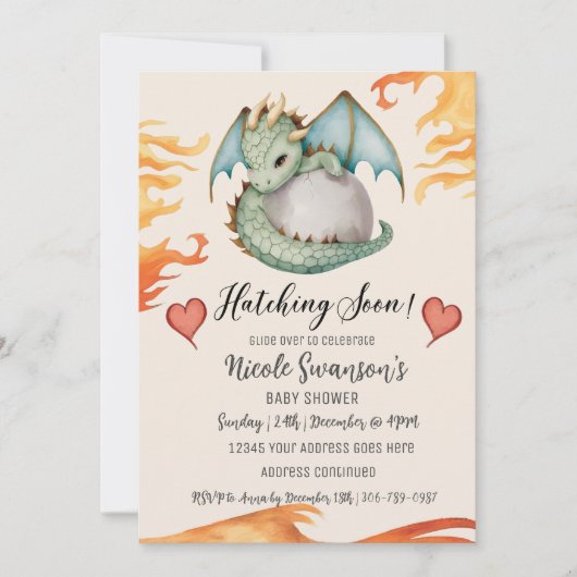 Niedliche Geschlechtsneutrale Dracheneier-Babydusc Einladung (Vorderseite)