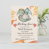 Niedliche Geschlechtsneutrale Dracheneier-Babydusc Einladung (Stehend Vorderseite)