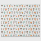 Niedliche geschlechtsneutrale Tiere in sanften Far Geschenkpapier (Flach)