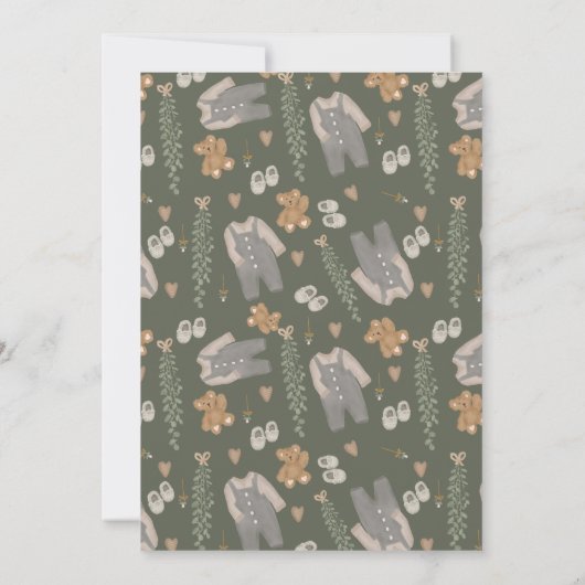 Niedliche geschlechtsneutrale Wäscheleine Babydusc Einladung (Rückseite)