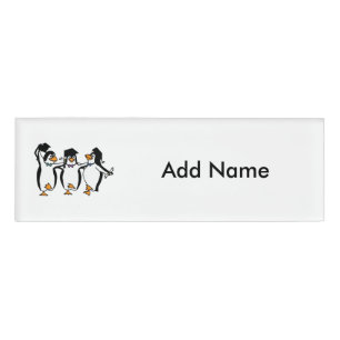 Niedliche Geschlossen Pinguine Namenschild