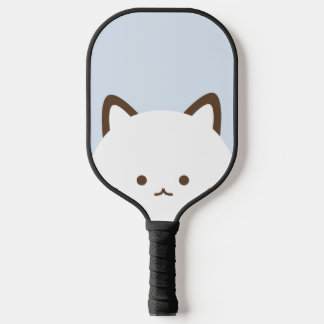 Niedliche Gesichtskatze mit pastellblauem Hintergr Pickleball Schläger