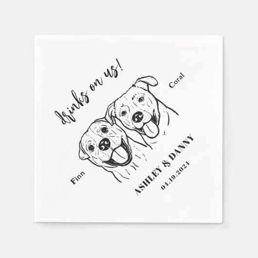 Niedliche Getränke auf US Hund Hochzeitstipenname Serviette (Vorderseite)