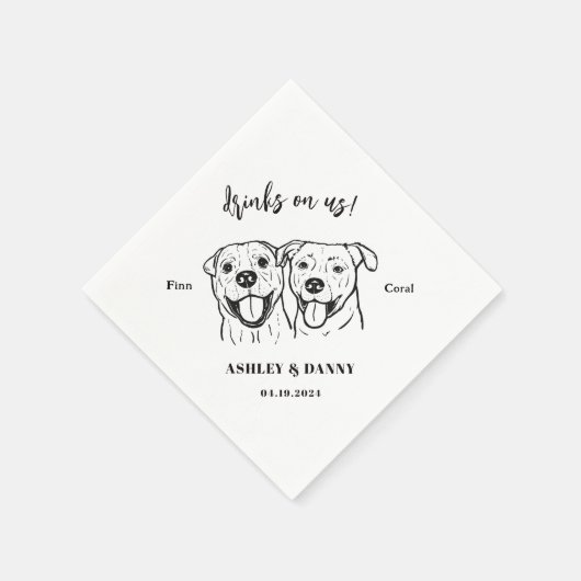 Niedliche Getränke auf US Hund Hochzeitstipenname Serviette (Ecke)