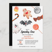 Niedliche Ghost-Bat-Süßigkeiten Halloween Spooky G Einladung (Vorne/Hinten)