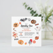 Niedliche Ghost-Bat-Süßigkeiten Halloween Spooky G Einladung (Stehend Vorderseite)