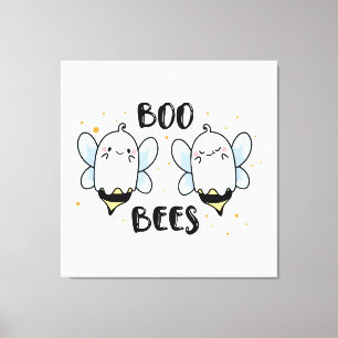 Niedliche Ghost-Boo-Bienen - Witziges Halloween au Leinwanddruck
