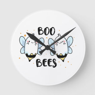 Niedliche Ghost-Boo-Bienen - Witziges Halloween au Runde Wanduhr