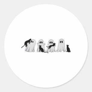 Niedliche Ghost Cat Halloween Outdoor Kostüme Kat  Runder Aufkleber