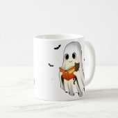 Niedliche Ghost Cat Reading Book Halloween-Tasse | Kaffeetasse (VorderseiteRechts)