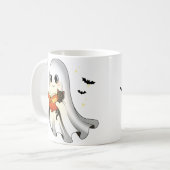 Niedliche Ghost Cat Reading Book Halloween-Tasse | Kaffeetasse (Vorderseite Links)