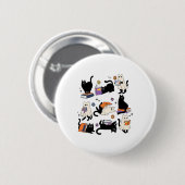 Niedliche Ghost Cat Reading Books Lover Bookish Ha Button (Vorne & Hinten)