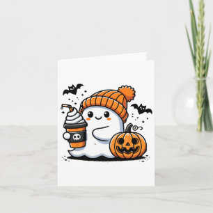 Niedliche Ghost Drink Kaffee Halloween Kaffeeliebh Karte