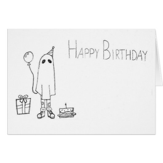 Niedliche Ghost-Geburtstagskarte (Vorderseite (Horizontal))