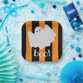 Niedliche Ghost Halloween Orange und Schwarze Stre Pappteller (Party)