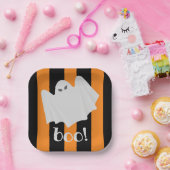Niedliche Ghost Halloween Orange und Schwarze Stre Pappteller (Party)