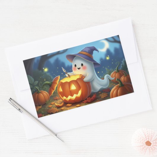 Niedliche Ghost Halloween Rectangle Stickers (Umschlag)