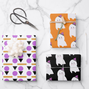 Niedliche Ghost-Hexenhutten Halloween-Formen Geschenkpapier Set