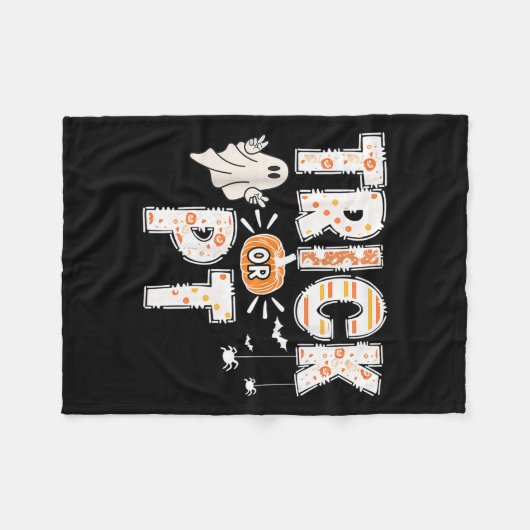 Niedliche Ghost Pumpkin Trick oder PT Physikalisch Fleecedecke (Vorderseite (Horizontal))