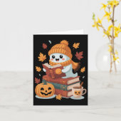 Niedliche Ghost Reading Books - HerbstHalloween-Bü Karte (Gelbe Blume)