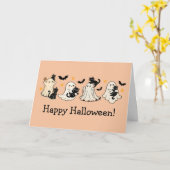Niedliche Ghost- und Cat-Halloween-Grußkarte Karte (Gelbe Blume)