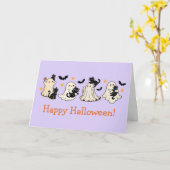 Niedliche Ghost- und Cat-Halloween-Grußkarte Karte (Gelbe Blume)