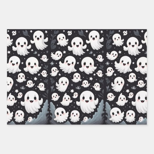 NIEDLICHE GHOSTS GESCHENKPAPIER SET (Vorderseite)