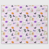 Niedliche Ghosts Halloween Pink Pastete Geschenkpapier (Flach)