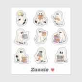 Niedliche Ghosts Pack lese leckere Buchliebhaber S Aufkleber (Blatt)