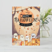 Niedliche Ghosts & Pumpkin Patch Einladung (Stehend Vorderseite)