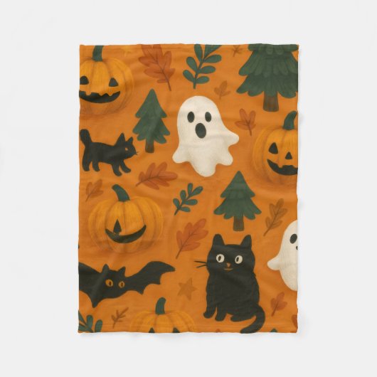 Niedliche Ghosts & Pumpkins | Halloween Fleece Bla (Vorderseite)