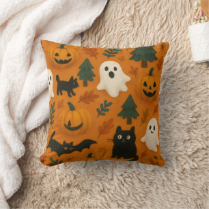 Niedliche Ghosts & Pumpkins Halloween Fleece Bla Kissen