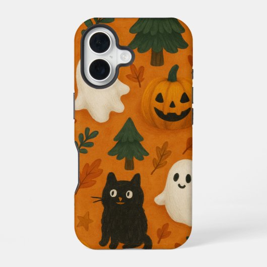 Niedliche Ghosts & Pumpkins Mobile Case iPhone 16 Hülle (Rückseite)