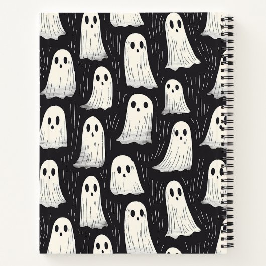 Niedliche Ghosts Schwarz & Weiß Halloween Custom Notizblock (Rückseite)