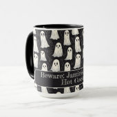 Niedliche Ghosts Schwarz & Weiß Halloween Custom Tasse (Vorderseite Links)