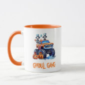 Niedliche Ghoul Gang Truck Spooky Typografie Hallo Tasse (Links)
