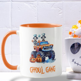 Niedliche Ghoul Gang Truck Spooky Typografie Hallo Tasse