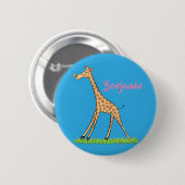 Niedliche Gigraffe mit Schmetterling-Cartoon Button (Vorne & Hinten)