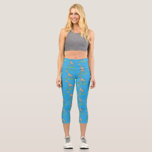 Niedliche Gigraffe mit Schmetterling-Cartoon Capri Leggings