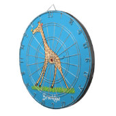 Niedliche Gigraffe mit Schmetterling-Cartoon Dartscheibe (Vorderseite rechts)