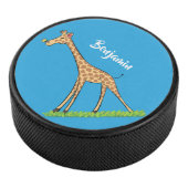 Niedliche Gigraffe mit Schmetterling-Cartoon Eishockey Puck (3/4)