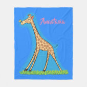 Niedliche Gigraffe mit Schmetterling-Cartoon Fleecedecke (Vorderseite)