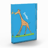 Niedliche Gigraffe mit Schmetterling-Cartoon Fotoblock (Links)