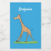 Niedliche Gigraffe mit Schmetterling-Cartoon Lebensmitteletikett (Einzelnes Label)