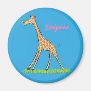 Niedliche Gigraffe mit Schmetterling-Cartoon Magnet