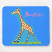 Niedliche Gigraffe mit Schmetterling-Cartoon Mousepad (Vorne)