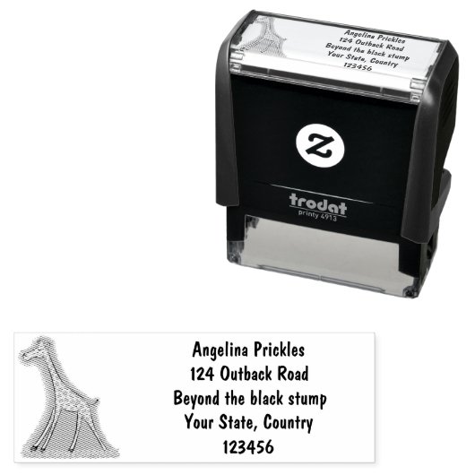 Niedliche Gigraffe mit Schmetterling-Cartoon Permastempel (Beispiel)