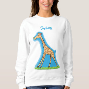 Niedliche Gigraffe mit Schmetterling-Cartoon Sweatshirt