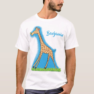 Niedliche Gigraffe mit Schmetterling-Cartoon T-Shirt